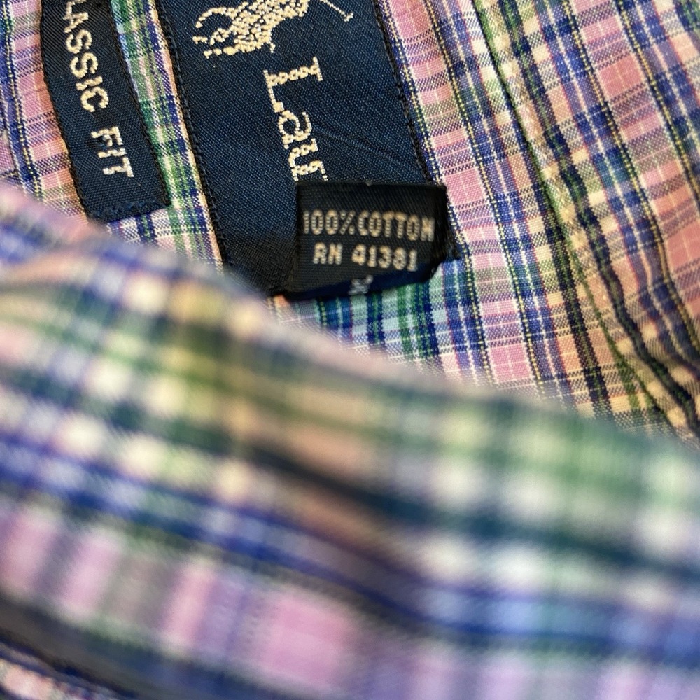 Ralph Lauren Men's Classic Fit Short Sleeve Button Up‎ Shirt Sz L Multicolor - Picture 8 of 9